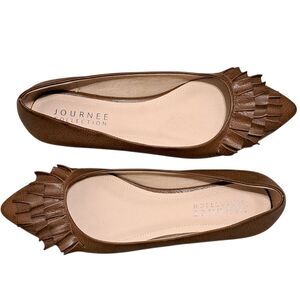Journee Collection Balletcore Pointed Toe Slip On Faux Leather Size 11 Tan